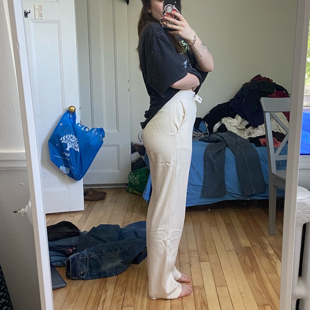 Djerf Avenue Cream High-Waisted Pants